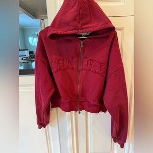 Sundae School Made In Heaven Embroidered XL Zip up Hoodie Burgundy Worn 1x